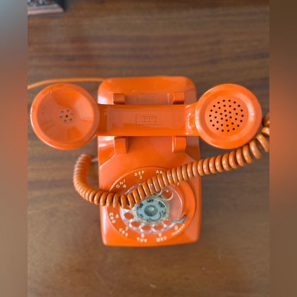 Vintage ITT Orange Rotary Dial Desk Telephone - untested - Picture 3 of 5